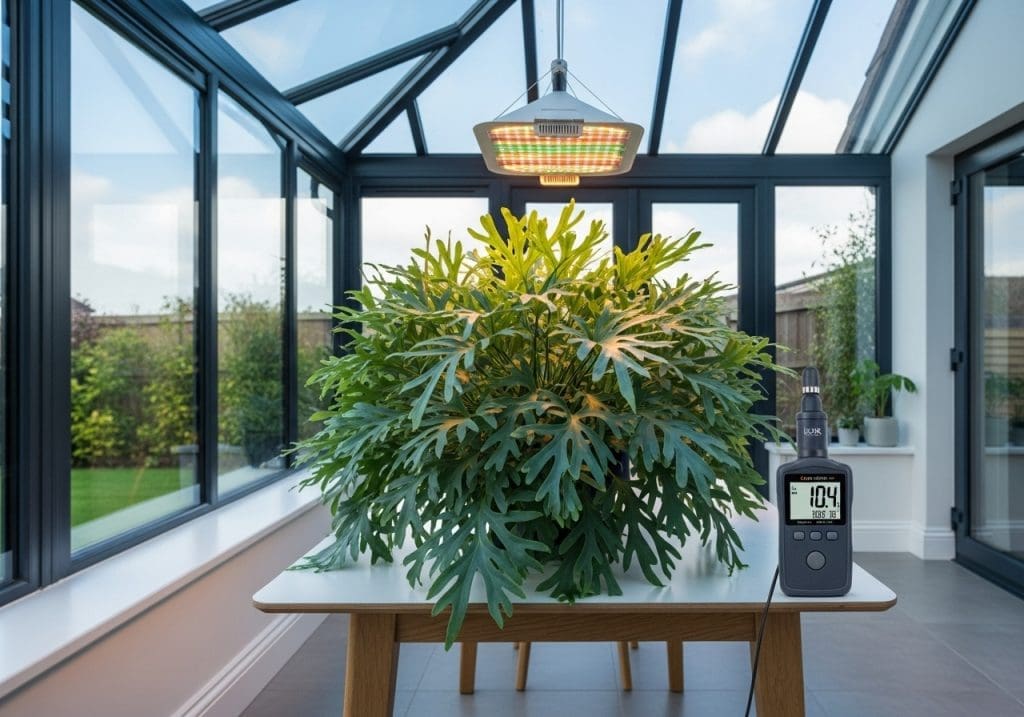 Blue Star Fern in conservatory with grow light