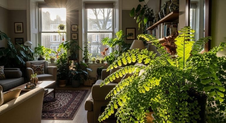 Bright indirect light for ferns in a cozy apartment