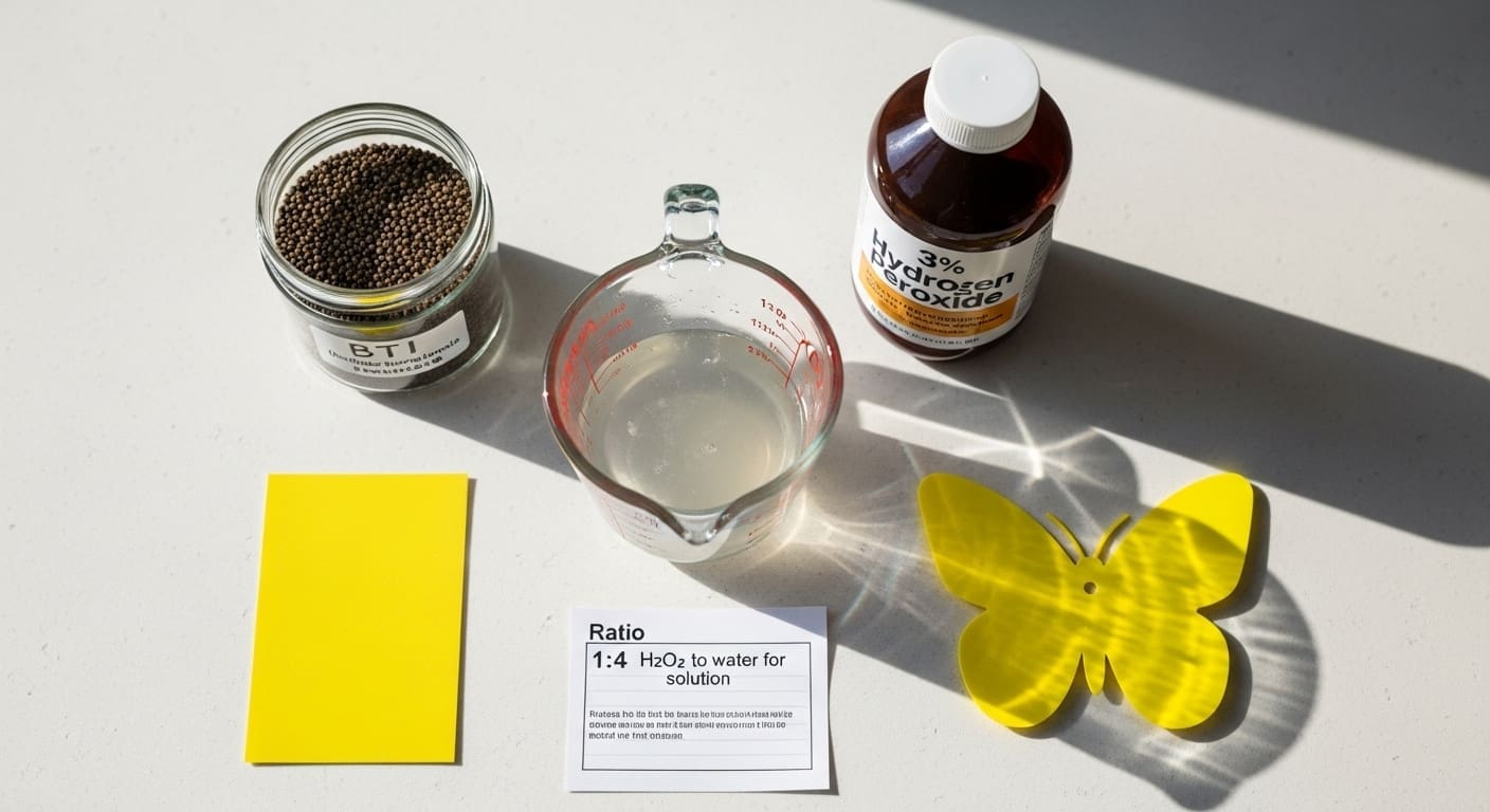 Home fungus gnat kit with peroxide ratio, BTI, and traps