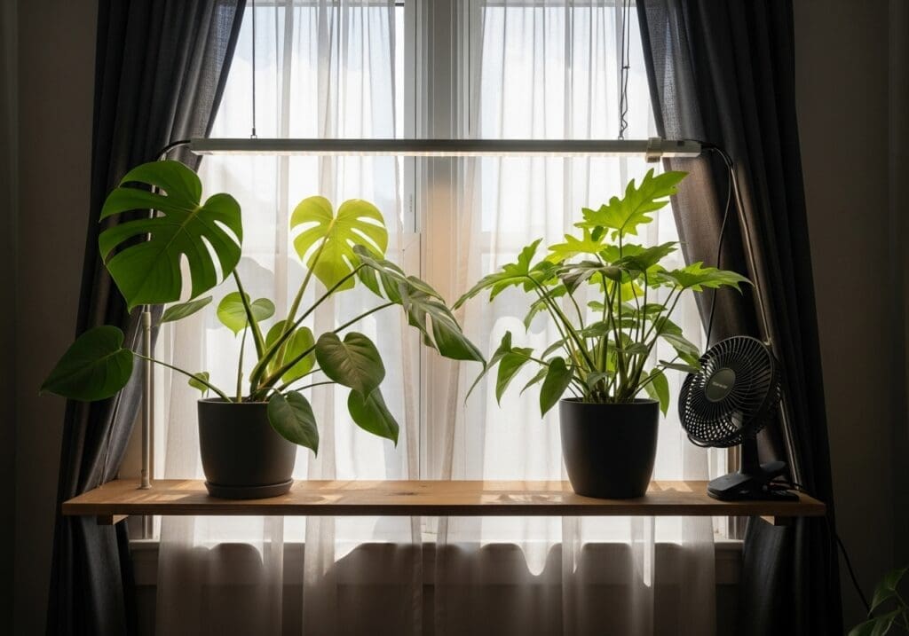 South window with double sheer