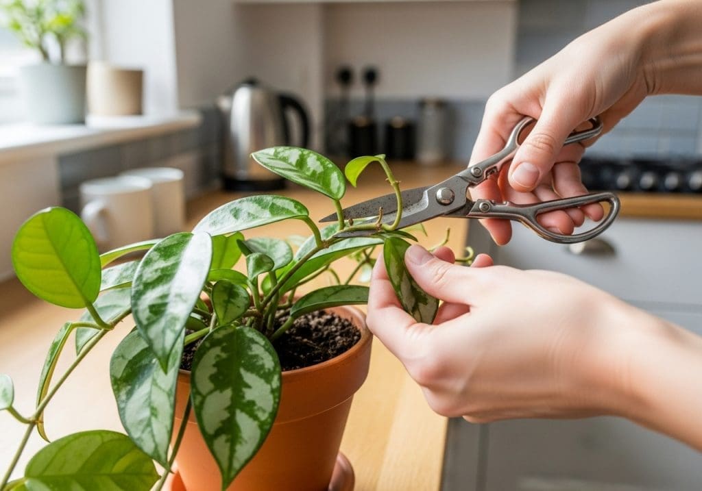 Taking a stem cutting from a rare Hoya plant