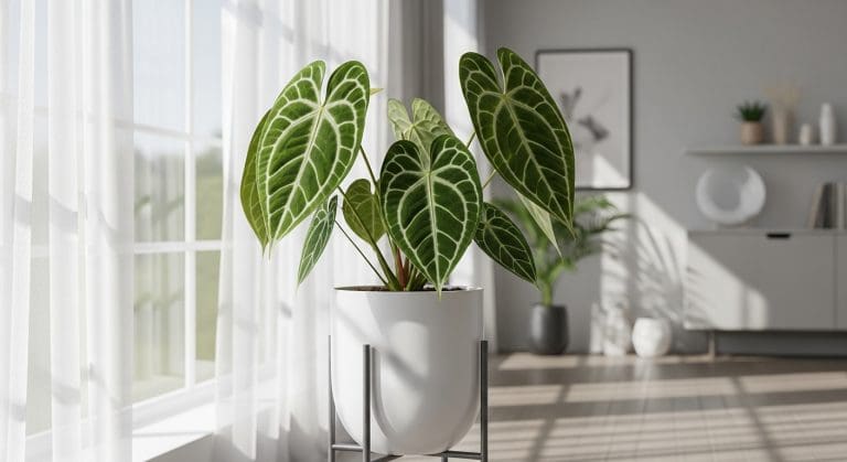 hero image of Anthurium clarinervium in bright, diffused light