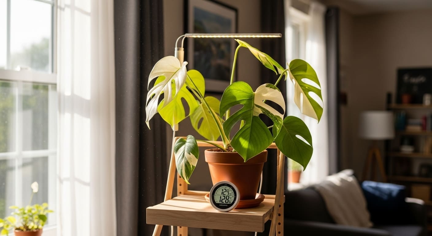 Variegated Monstera on shelf